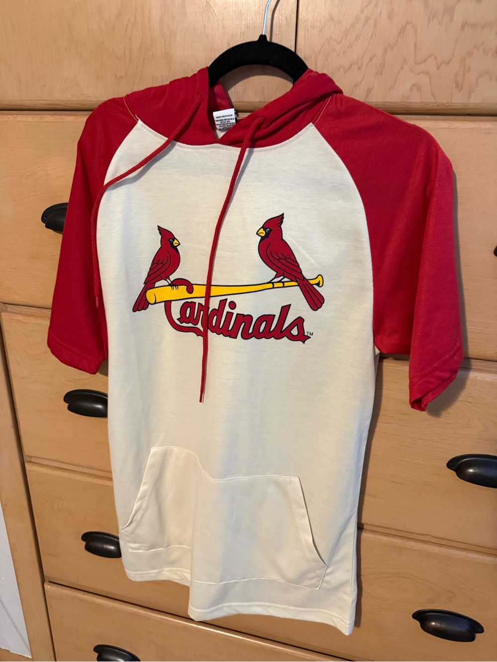 St Louis Cardinals Short Sleeve Hoodie Adult M